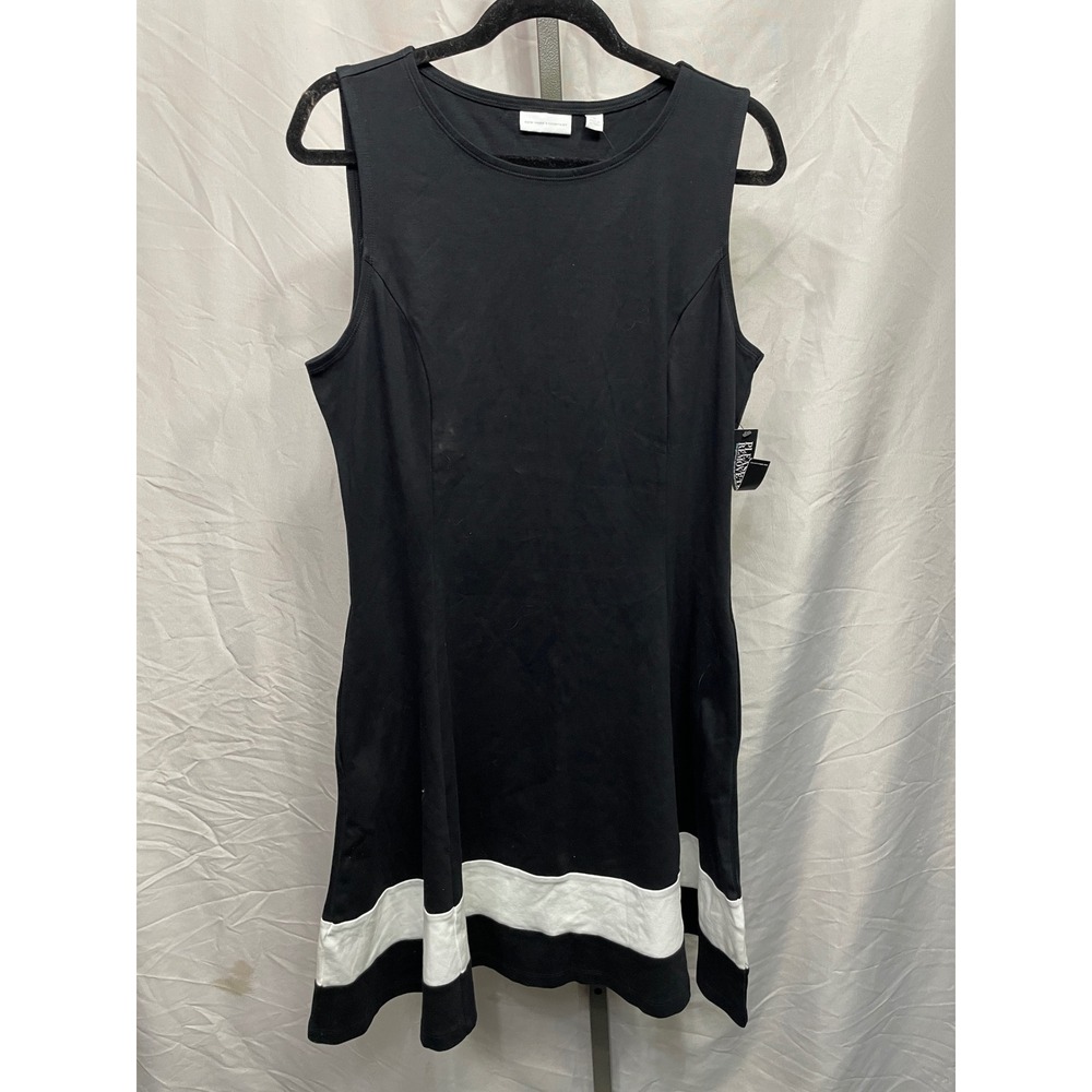 New York Company Black White Stripe Hem Sleeveless Casual Dress XL